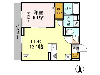 D PAINA 鴨居町(1LDK/3階)の間取り写真