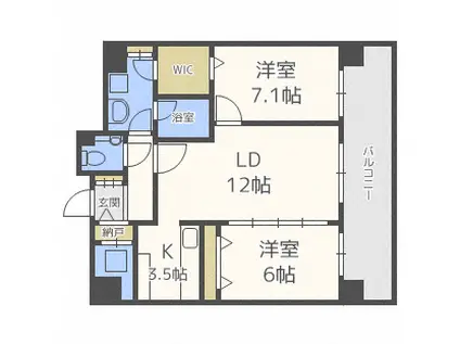 ダイアパレス札幌東アクティオ(2LDK/5階)の間取り写真