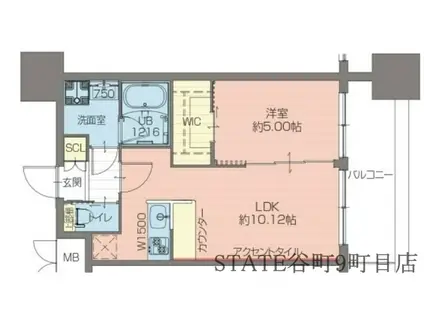プレジオ難波EURO(1LDK/12階)の間取り写真