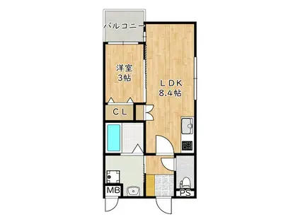 近鉄南大阪線 土師ノ里駅 徒歩7分 3階建 新築(1LDK/2階)の間取り写真