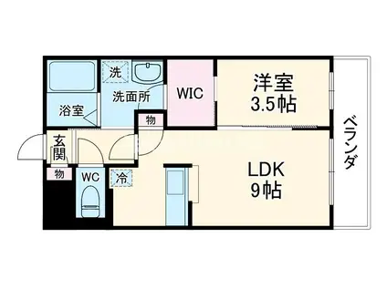 プレサンスNEO長堂アウローラ(1LDK/3階)の間取り写真