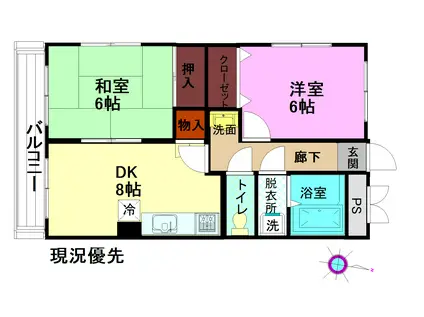 ムラカミMT(2DK/1階)の間取り写真