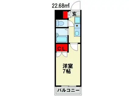 セントラルハイツ元塩(1K/6階)の間取り写真