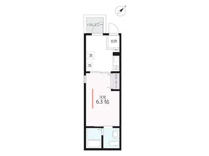 ハーミットクラブハウスソフィア横浜生麦駅前(1K/3階)の間取り写真