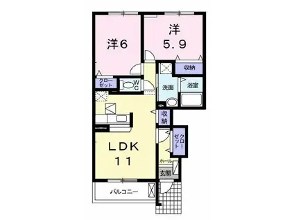 パステル・ハイツ(2LDK/1階)の間取り写真