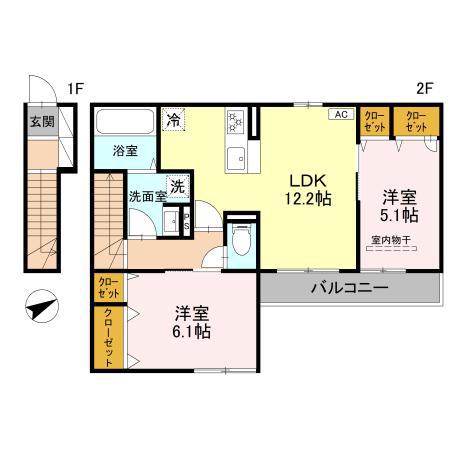 ソリッソ大久保町西嶋(2LDK/2階)の間取り写真