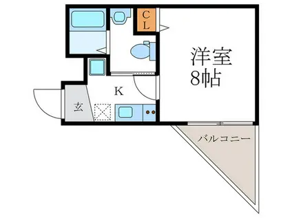 KANON西院(1K/1階)の間取り写真