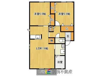 エコロジースクエア須玖南A(2LDK/1階)の間取り写真