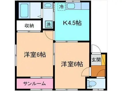 アバンティサンク(2K/1階)の間取り写真