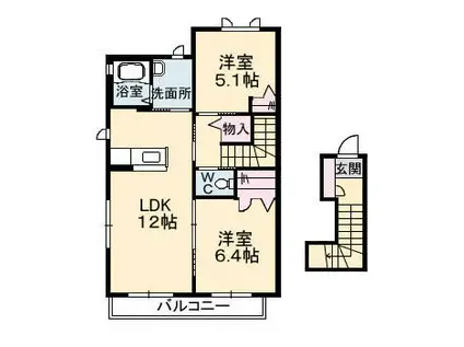 シャーメゾン横黒 B棟(2LDK/2階)の間取り写真