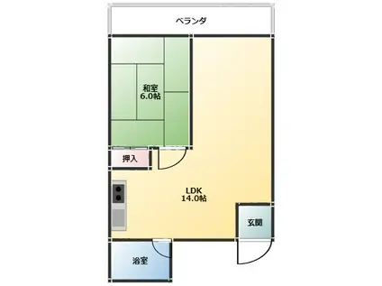 てだこハイム伊祖(1LDK/3階)の間取り写真