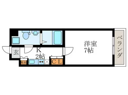 クレストコート二条城北(1K/8階)の間取り写真