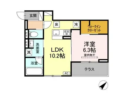 D RIVET 谷田(1LDK/1階)の間取り写真