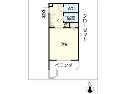 朝岡シティマンション(1K/2階)の間取り写真