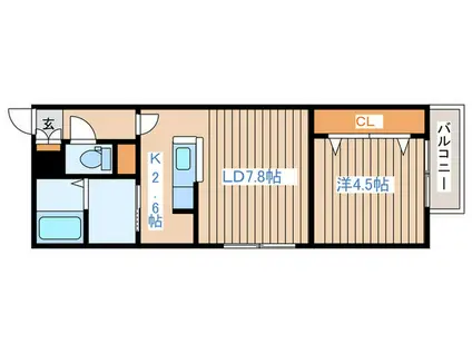 ルビア北16条(1LDK/4階)の間取り写真