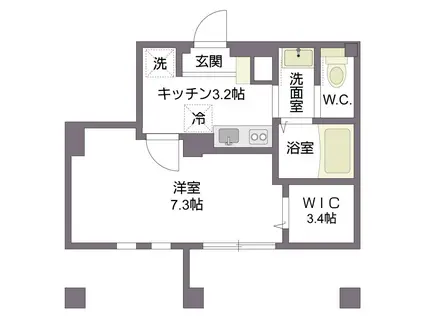 TRINITY SHIROKANE トリニティ シロカネ(1K/1階)の間取り写真