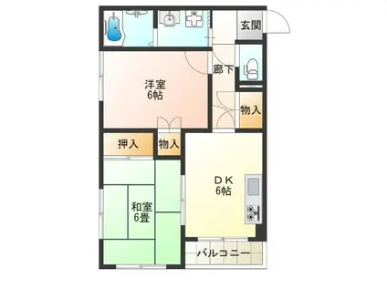 地下鉄堺筋線 天下茶屋駅 徒歩7分 4階建 築31年(2DK/1階)の間取り写真