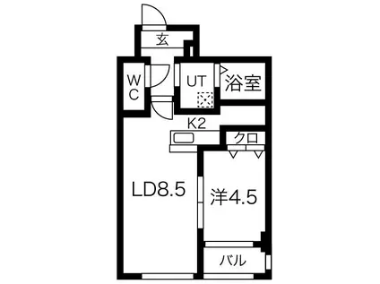フランセレジデンシアリシェス南麻生(1LDK/2階)の間取り写真
