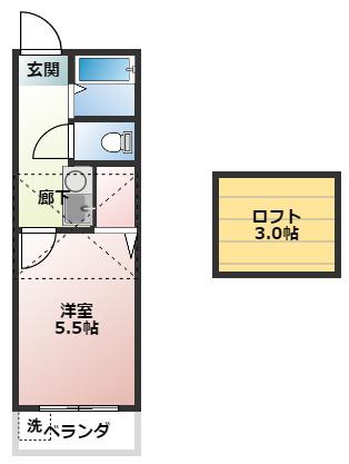 エッグハウス(1K/2階)の間取り写真