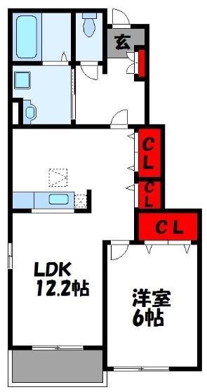 プレイン・コートSI(1LDK/1階)の間取り写真