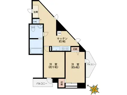 ルーラル20番館(2K/6階)の間取り写真