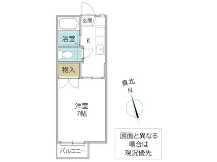 アーバン・プレイス B棟(1K/1階)の間取り写真