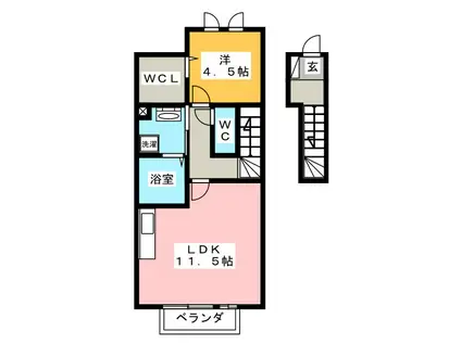 シャルマン ヴィーブル(1LDK/1階)の間取り写真