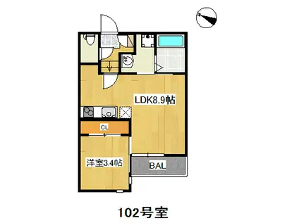GRANDTIC GIGLIO西新(1LDK/1階)の間取り写真