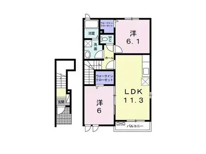 ヴィルクレールB(2LDK/2階)の間取り写真