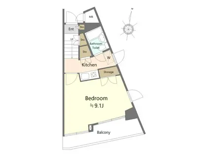 グラスコート板橋(1K/4階)の間取り写真