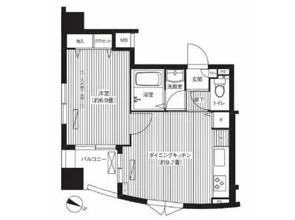 コート・フェリシア(1DK/6階)の間取り写真