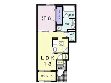 ラ メール II(1LDK/1階)の間取り写真