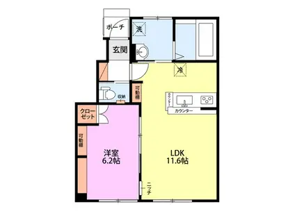 ＪＲ弥彦線 燕駅 徒歩19分 2階建 築8年(1LDK/1階)の間取り写真