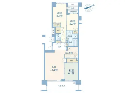 新百合ヶ丘レガートプレイス(3LDK/10階)の間取り写真