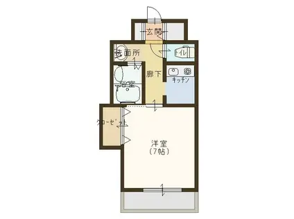 ブリリアン夕陽丘(1K/6階)の間取り写真