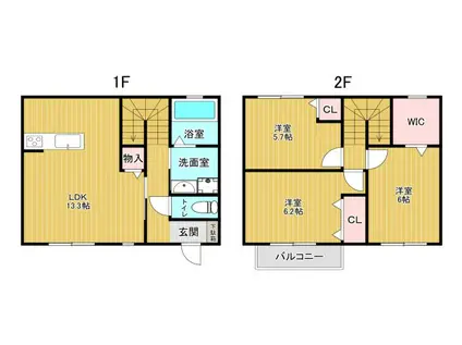 ハピネスコートII(3LDK/1階)の間取り写真