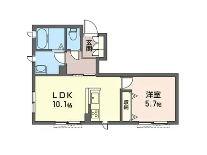 ＪＲ相模線 香川駅(神奈川) 徒歩14分 2階建 築8年(1LDK/1階)の間取り写真
