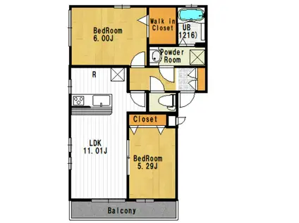 レッセローズ(2LDK/2階)の間取り写真