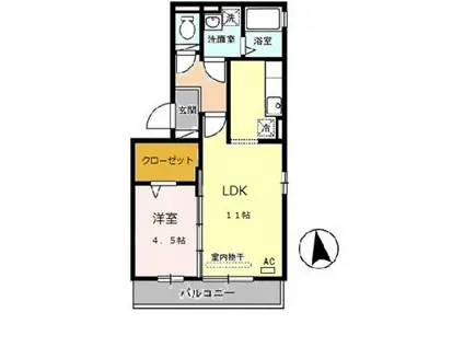 パインフローリッシュ(1LDK/1階)の間取り写真