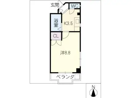 UBハイム(1K/2階)の間取り写真