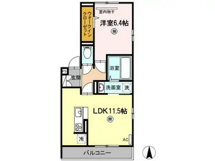 クラウドMR(1LDK/2階)の間取り写真