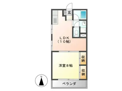 ハイツ梅田(1LDK/2階)の間取り写真