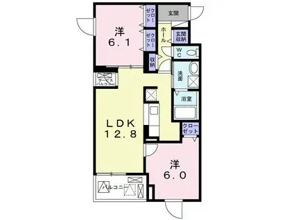 ファイン(2LDK/4階)の間取り写真