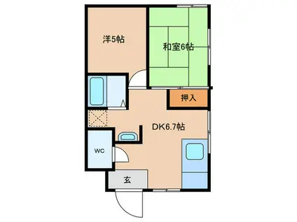 エクレール(2DK/1階)の間取り写真