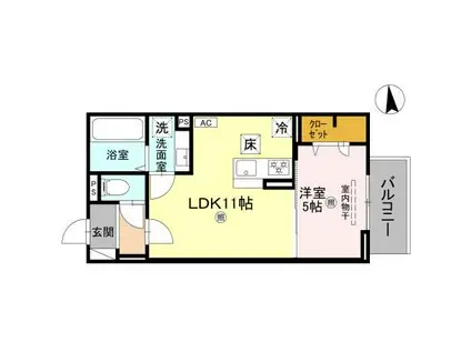 マーレ・カルモ(1LDK/1階)の間取り写真