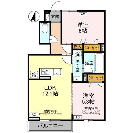 ウェルモート曙町(2LDK/1階)の間取り写真