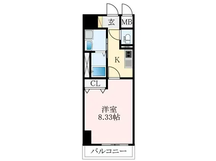 FREEDOM RESIDENCE 藤井寺岡(1K/6階)の間取り写真