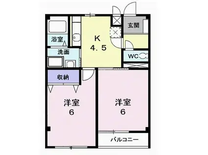 シルキーハイム(2K/2階)の間取り写真