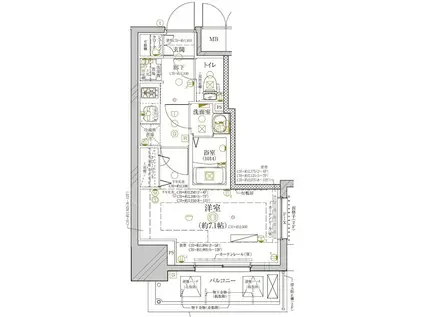 ディアレイシャス金山(1K/8階)の間取り写真