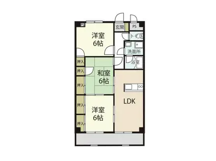 ボンヌール(3LDK/2階)の間取り写真